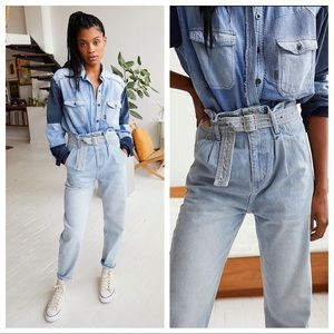 Free People Sadie Belted Paperbag High Rise Jeans